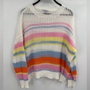 Fate VICI Collection Shades of Spring Knit Cotton Blend Striped Sweater Sz Small